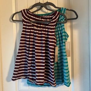 2 pull down stretchy neck nursing maternity tank tops